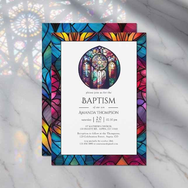 Invitación Bautismo, dedicción o cristianismo en la Iglesia m (Modern Church Baptism, Dedication or Christening Invitation)