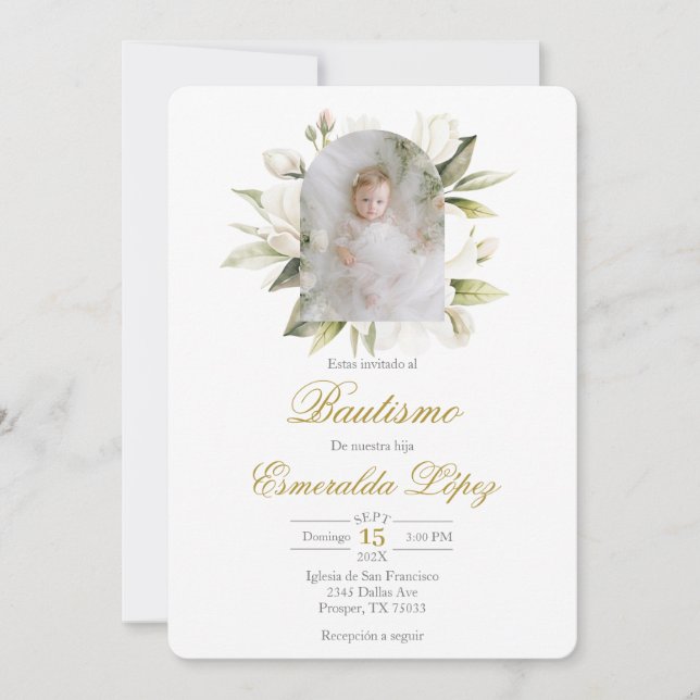 Invitación Bautismo Elegante (Anverso)