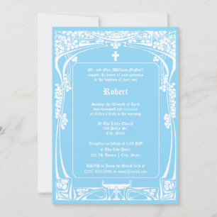 Invitación Bautismo elegante de estilo Art Nouveau
