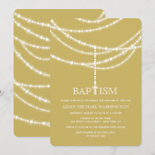 Invitación Bautismo elegante de las chispas de la cruz del