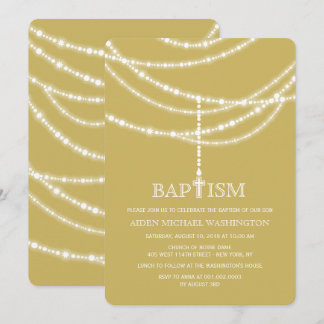 Invitación Bautismo elegante de las chispas de la cruz del