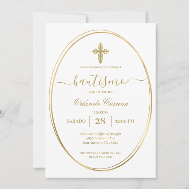Invitación Bautismo en español (Anverso)