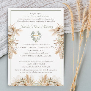 Invitación Bautismo español primer cumpleaños pasto pampa