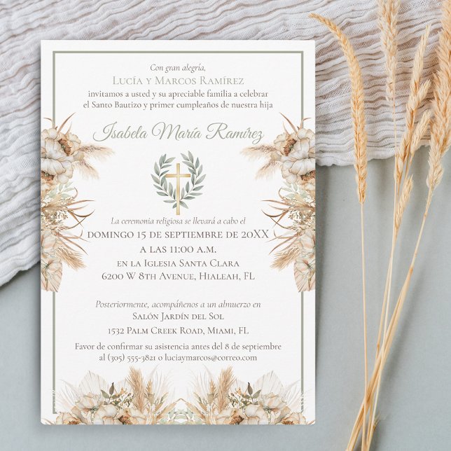 Invitación Bautismo español primer cumpleaños pasto pampa (Subido por el creador)