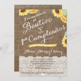 Invitación Bautismo español y primer cumpleaños para latina n