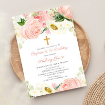 Bautismo floral blanco rosado de Rubor primer cump