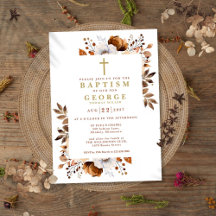 Bautismo Floral Boho Moderno de Terracota Rústica