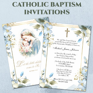 Invitación Bautismo floral católico bautizando la escritura d
