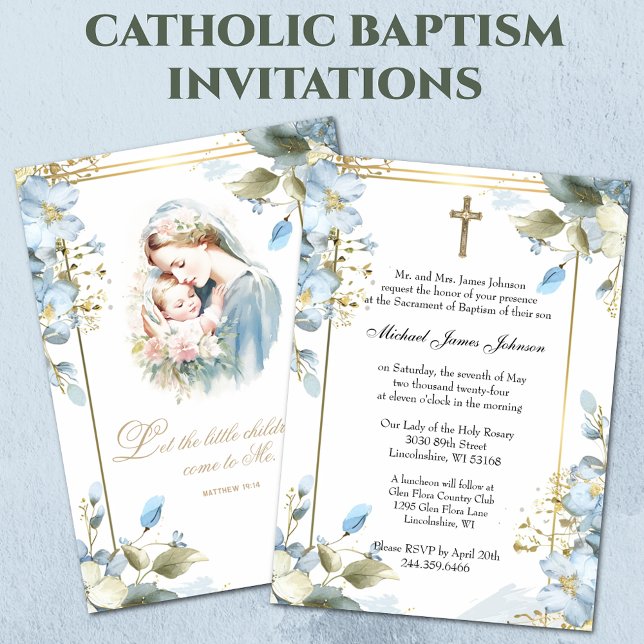 Invitación Bautismo floral católico bautizando la escritura d (Subido por el creador)