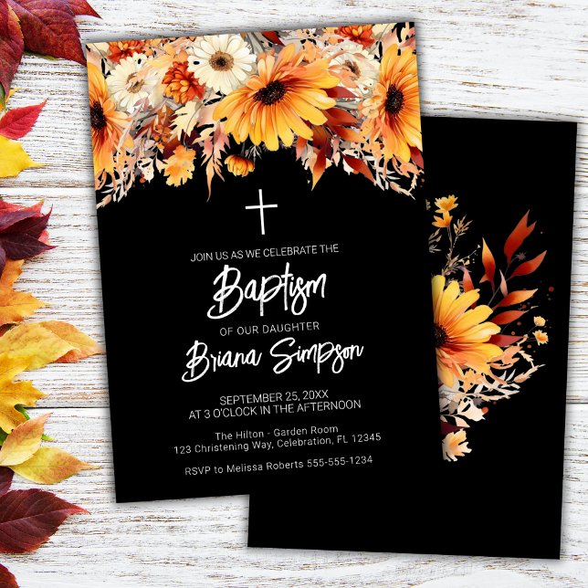 Invitación Bautismo floral de caída negra (Subido por el creador)