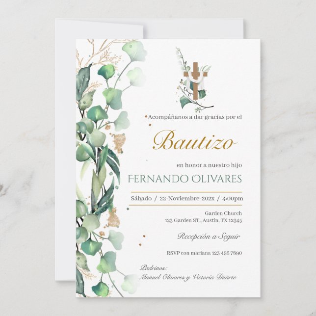 Invitación Bautismo floral de la vegetación española (Anverso)