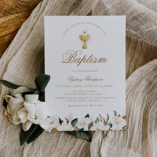 Invitación Bautismo floral de Magnolia (Subido por el creador)