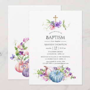 Invitación Bautismo floral de otoño
