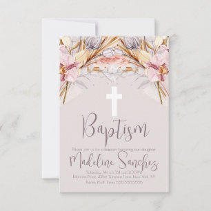 Invitación Bautismo floral de primavera en acuarela dedicació