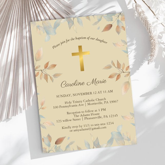Invitación Bautismo floral elegante (Subido por el creador)