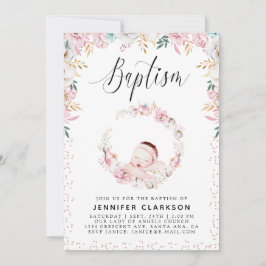 Invitación Bautismo floral neonatal