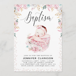 Invitación Bautismo floral neonatal