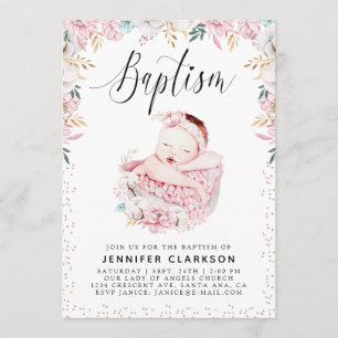 Invitación Bautismo floral neonatal