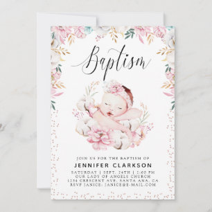 Invitación Bautismo floral neonatal