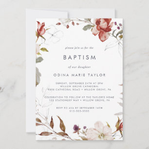 Invitación Bautismo floral simple