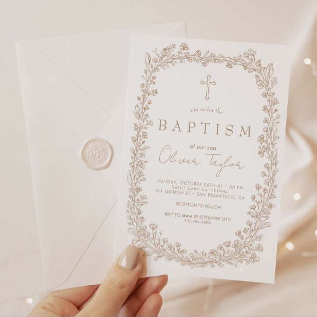 Invitación Bautismo Floral Toile Vintage (Subido por el creador)