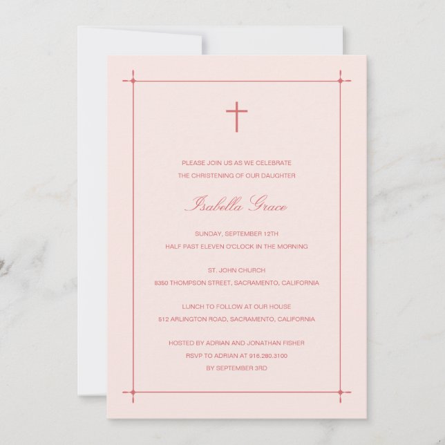 Invitación Bautismo fronterizo cruzado/Invitación a la cristi (Anverso)