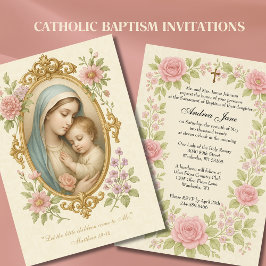 Invitación Bautismo María y Jesús Roses Rosa
