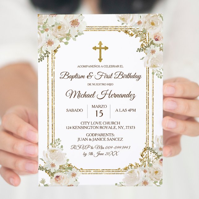 Invitación Bautismo mexicano marrón y primer cumpleaños (Subido por el creador)