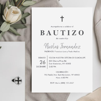 Invitación Bautismo Minimalista católico