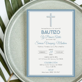 Invitación Bautismo minimalista y primer cumpleaños