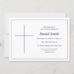 Invitación Bautismo mínimo para adultos negros y blancos