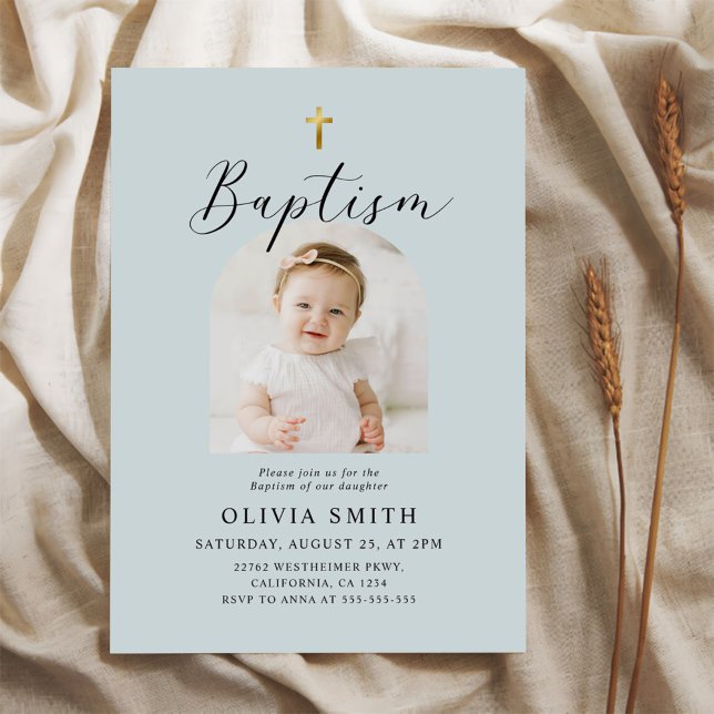 Invitación Bautismo moderno con escritura Minimalista (Subido por el creador)