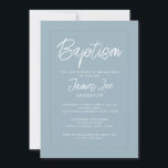 Invitación Bautismo moderno de chico azul y polvoriento<br><div class="desc">¡Invitaciones más modernas de bautismo en la pequeña tienda de Bayleigh!</div>