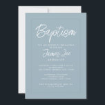 Invitación Bautismo moderno de chico azul y polvoriento<br><div class="desc">¡Invitaciones más modernas de bautismo en la pequeña tienda de Bayleigh!</div>