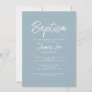 Invitación Bautismo moderno de chico azul y polvoriento