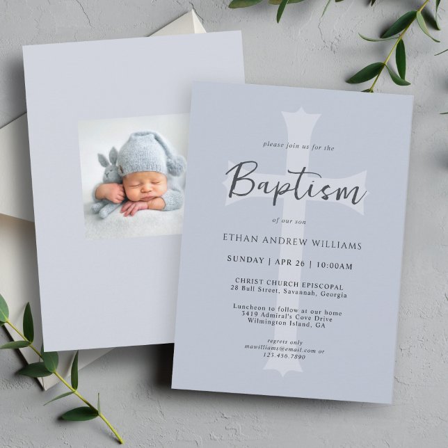 Invitación Bautismo moderno entre los niños de la Cruz Azul c (This contemporary styled baptism invitation may be ordered as printed or digital download!)