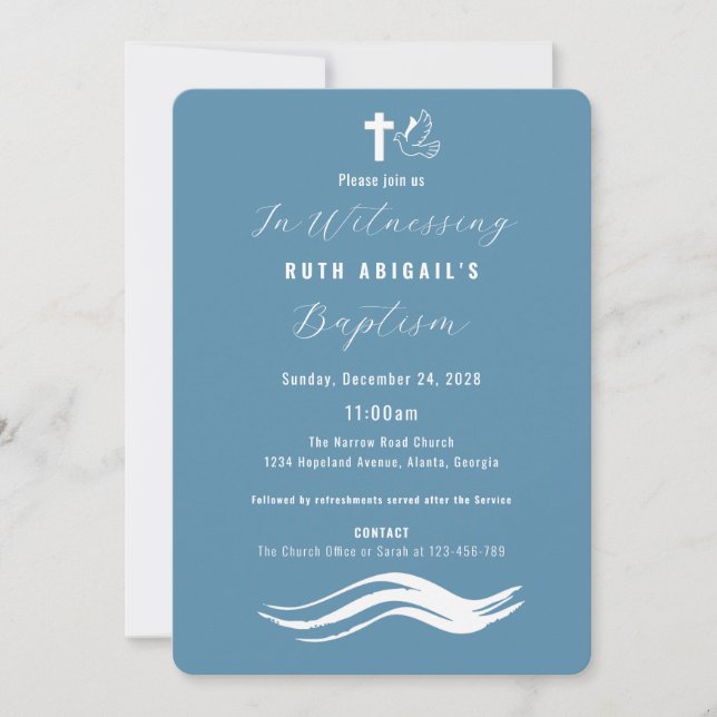 Invitación Bautismo moderno para adultos (Anverso)