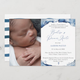 Invitación Bautismo nautico Primer cumpleaños Bautismo hispan
