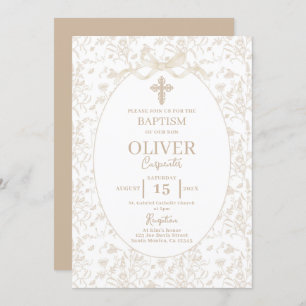 Invitación Bautismo Neutral Toile