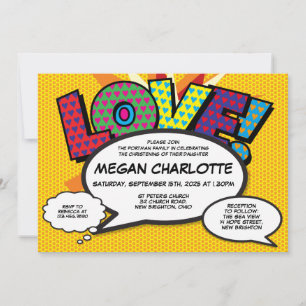 Invitación Bautismo Nombre de pila Amor Moderno Divertido Cóm