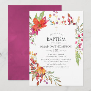 Invitación Bautismo o dedicación de flores silvestres en acua