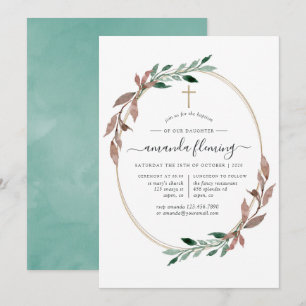 Invitación Bautismo o dedicación de invierno con vegetación r