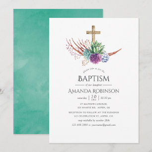 Invitación Bautismo o dedicación de suculenta del desierto ac