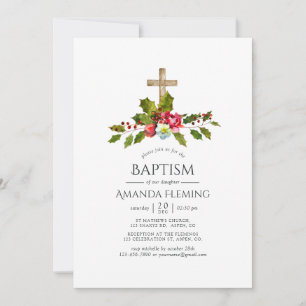 Invitación Bautismo o presentación floral de Navidad