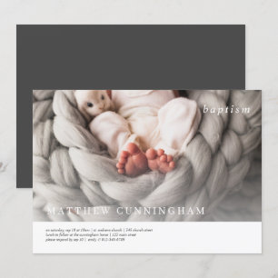 Invitación Bautismo Para Él   Fotografía moderna, sencilla y 