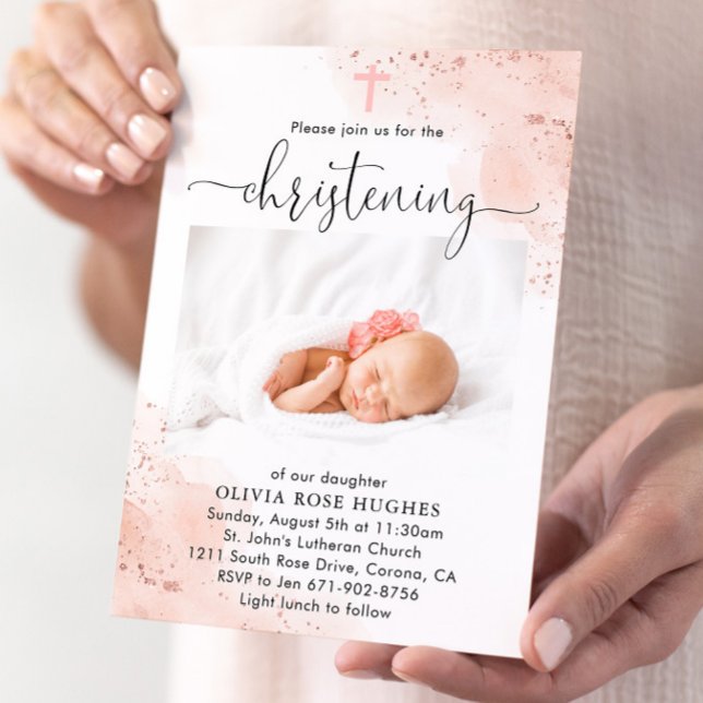 Invitación Bautismo para la cristiandad de las acuarelas de o (Subido por el creador)