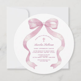 Invitación Bautismo Pastel Rosa