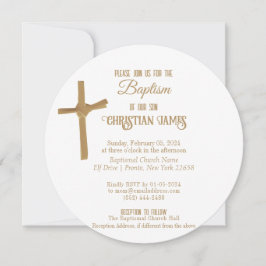 Invitación Bautismo personalizado de la cruz de la palma dora
