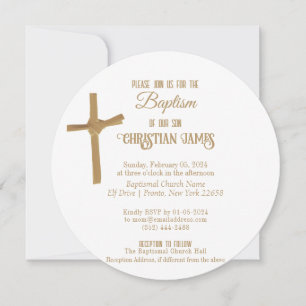 Invitación Bautismo personalizado de la cruz de la palma dora