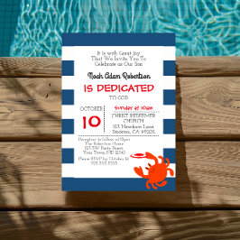 Invitación Bautismo personalizado del cangrejo náutico de la 